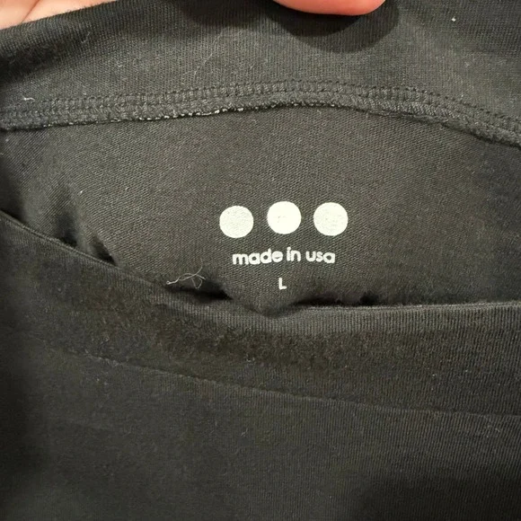 Three Dots Black Boat Neck Long Sleeve Supima Cotton T Shirt Made in USA Size L - Picture 3 of 8